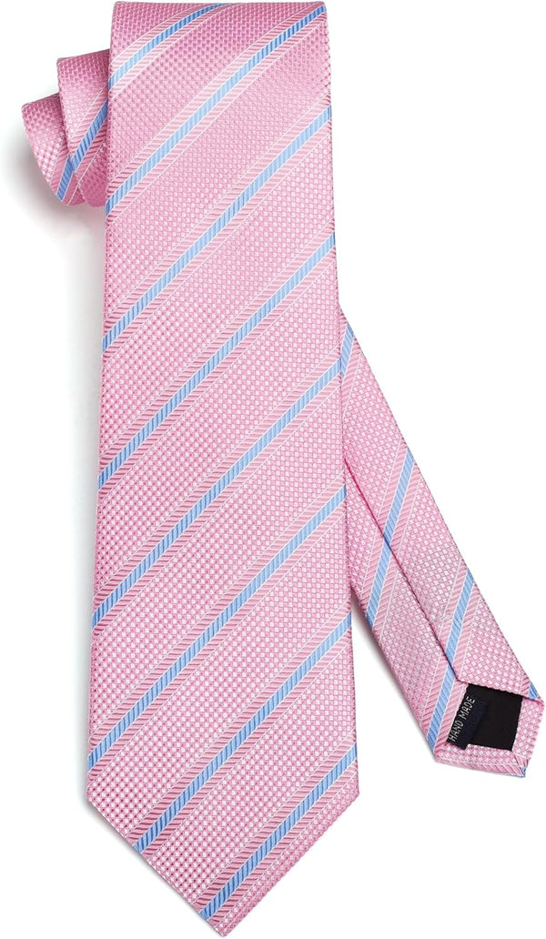 Stripe Tie Handkerchief Set - G-06-PINK