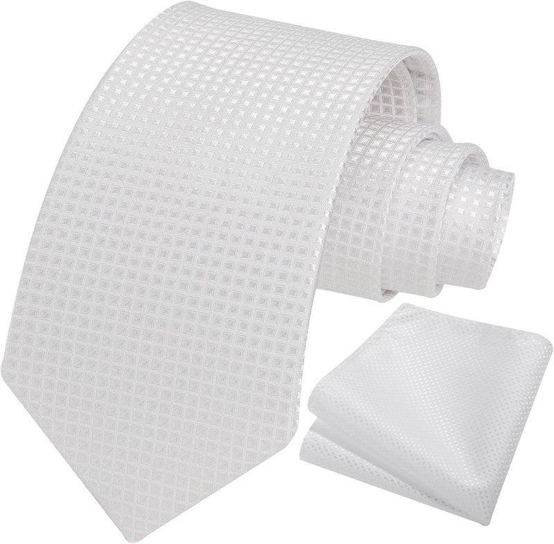 Plaid Tie Handkerchief Set - C-SILVER