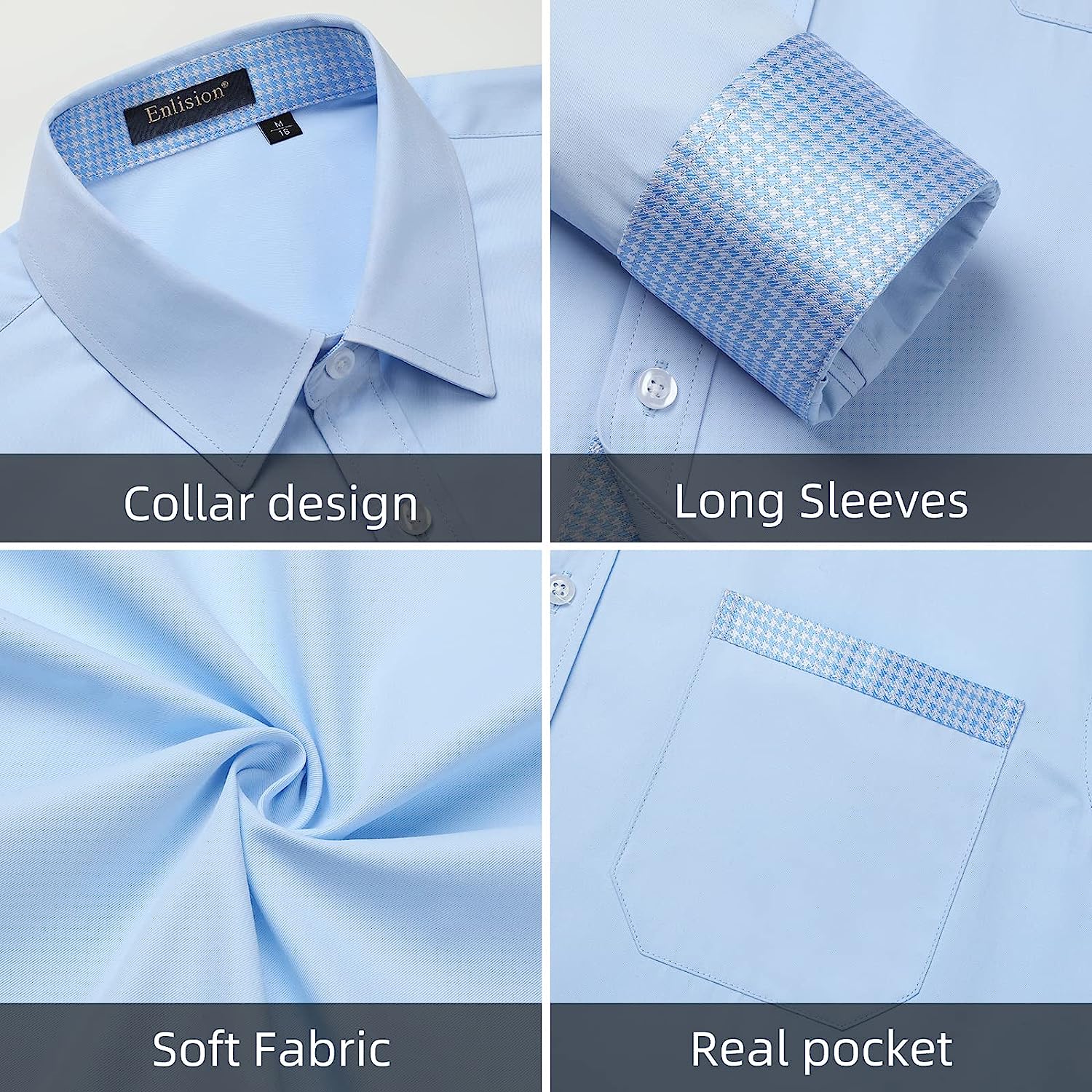 Casual Formal Shirt with Pocket - LIGHT BLUE