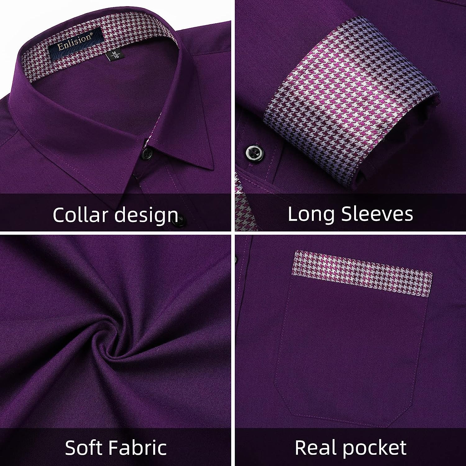 Casual Formal Shirt with Pocket - PURPLE