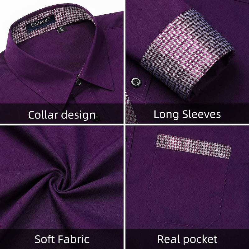 Casual Formal Shirt with Pocket - PURPLE 