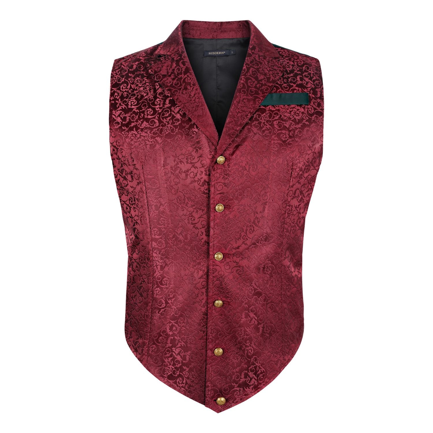 Gothic Lapel Vest for Men - BURGUNDY-2