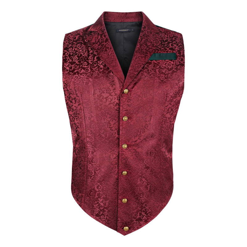 Gothic Lapel Vest for Men - BURGUNDY-2 