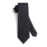 Plaid Tie Handkerchief Set - A-BLACK 