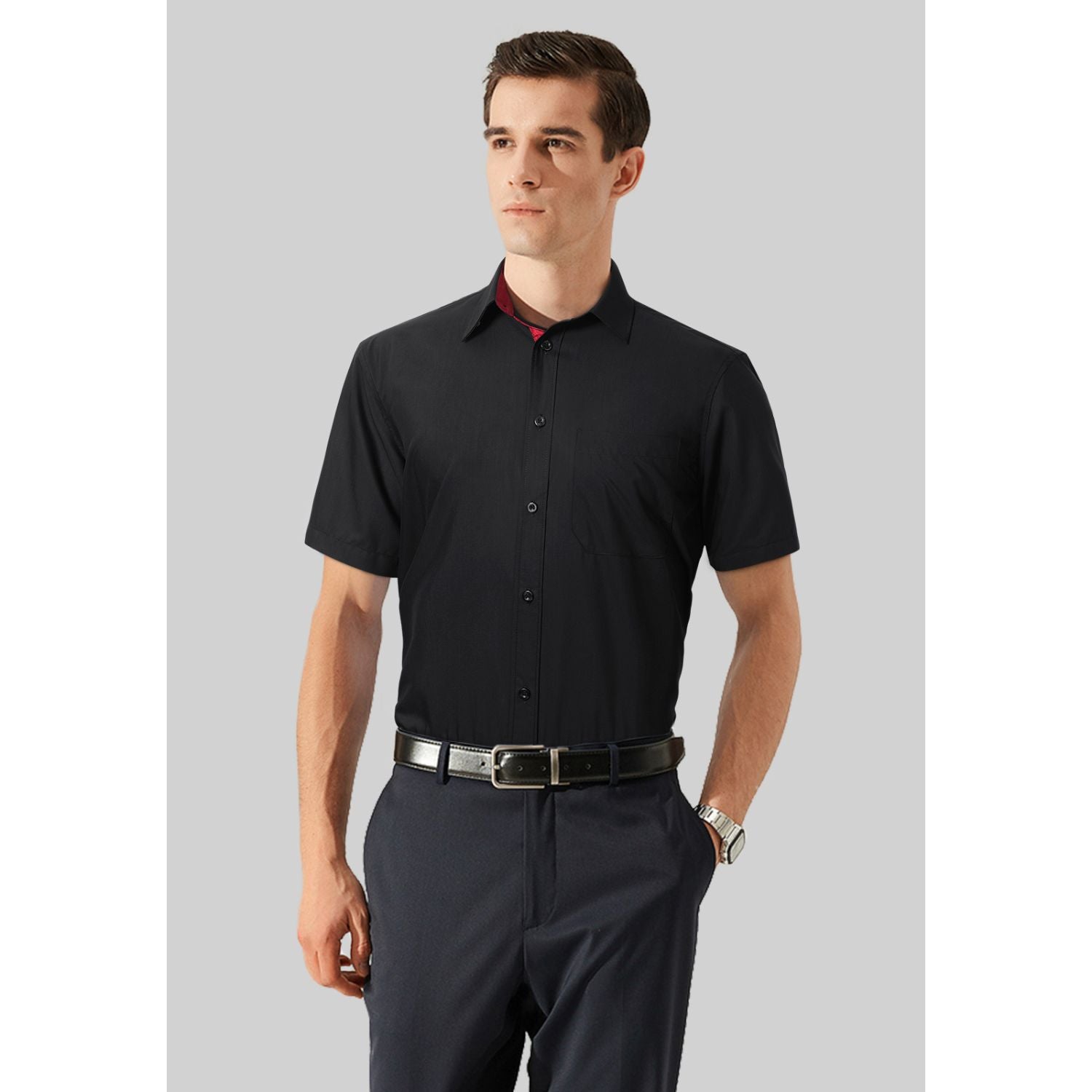 Men's Short Sleeve with Pocket - B1-BLACK R