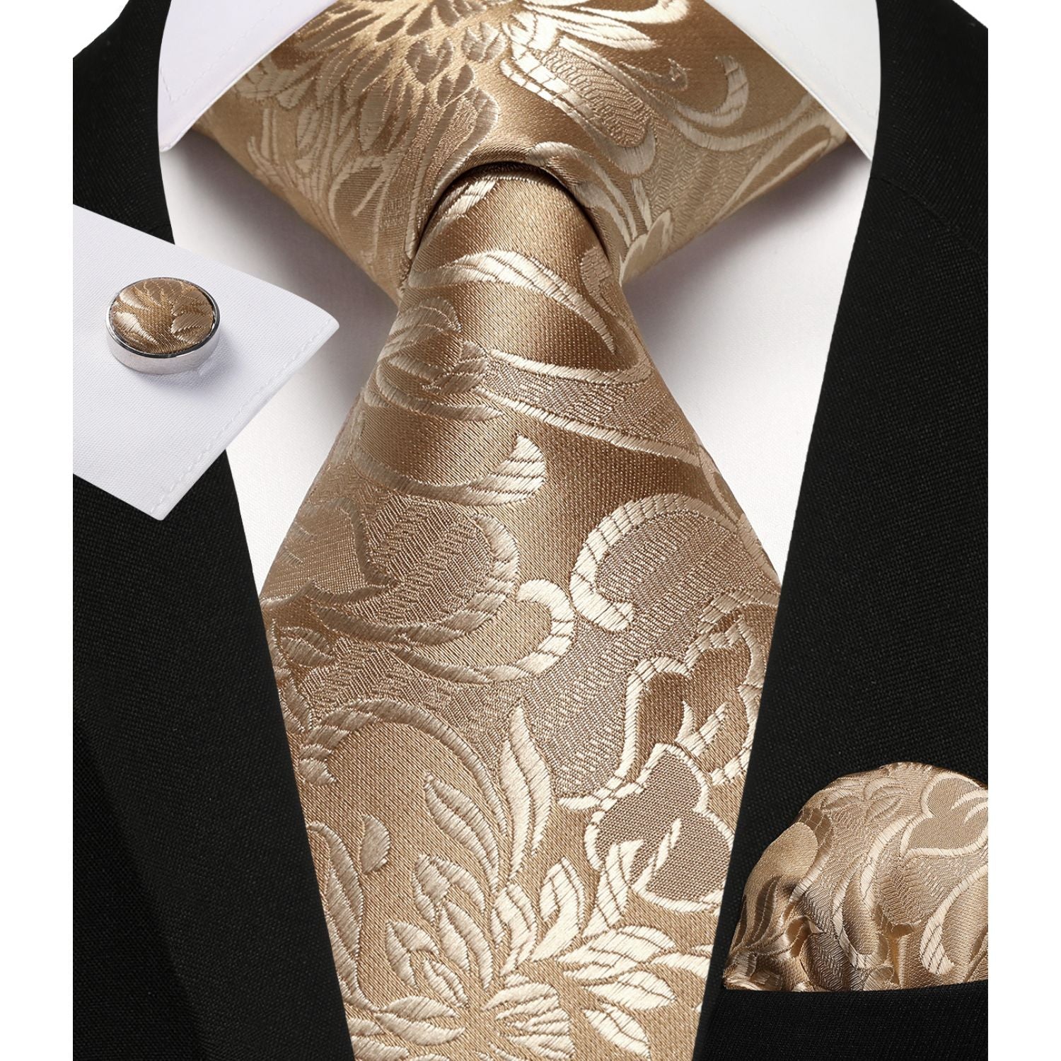 Paisley Tie Handkerchief Cufflinks - DARK GOLD