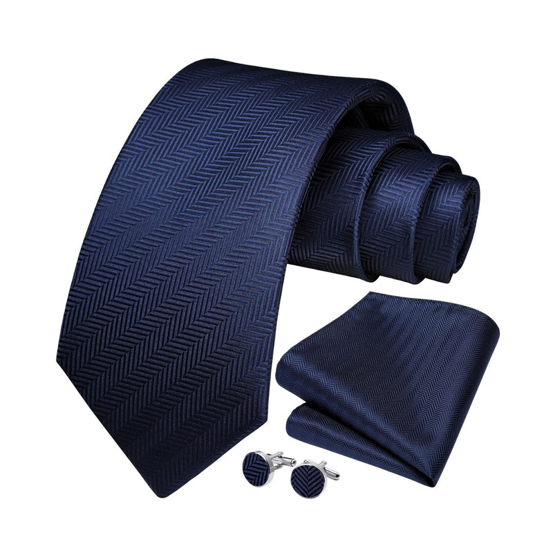 Stripe Tie Handkerchief Cufflinks - BLUE 