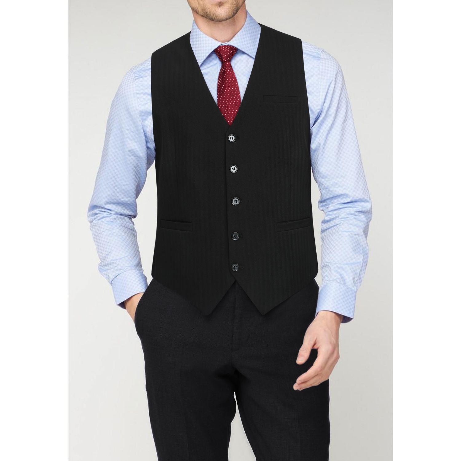 Solid Slim Vest - A1-BLACK