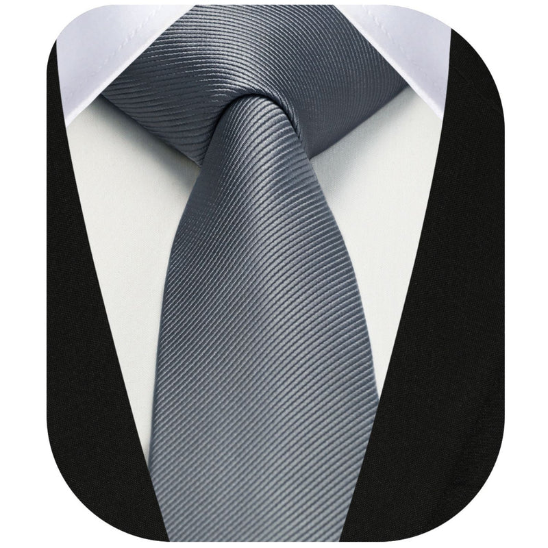 Solid 2.4'' Skinny Formal Tie - DARK GREY 