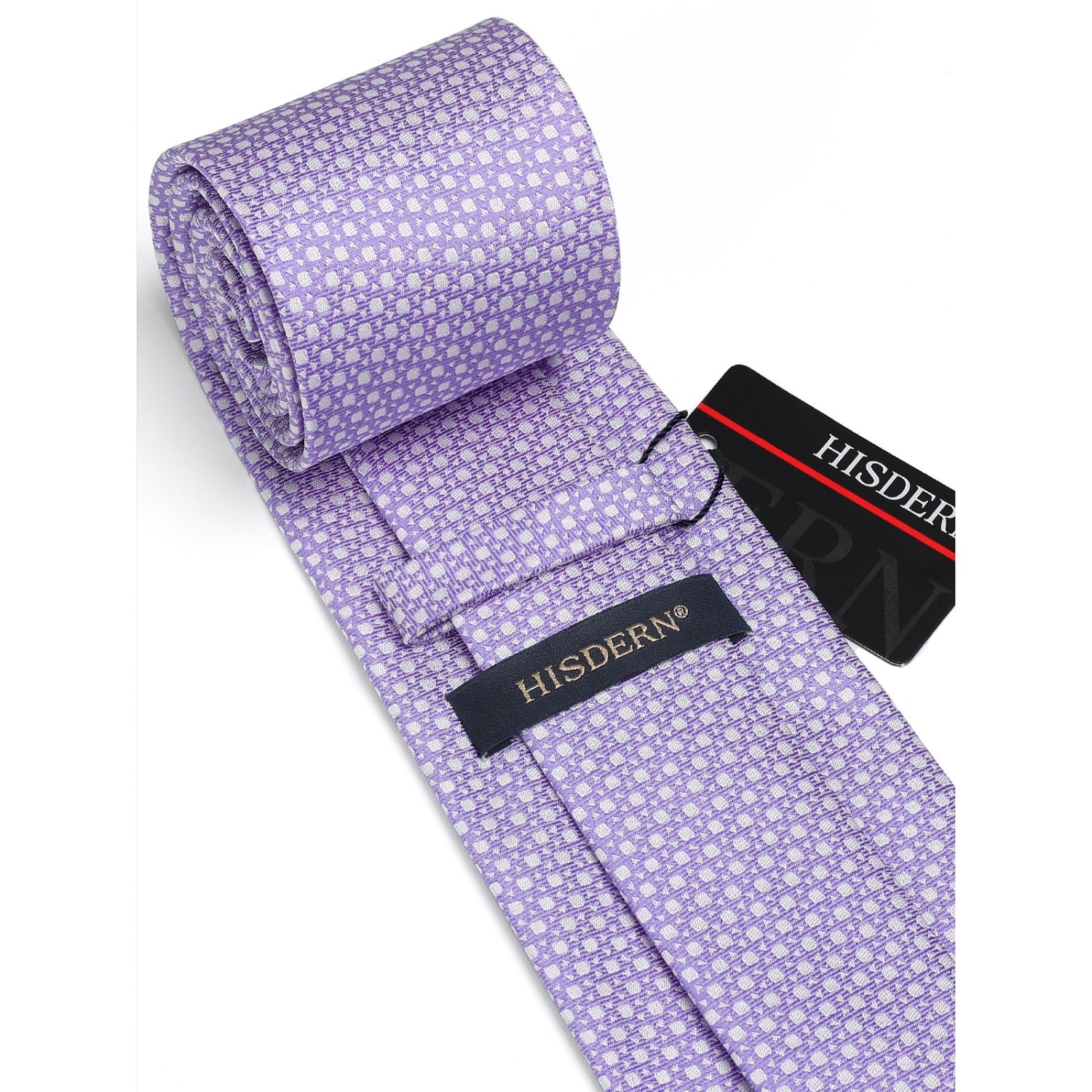 Houndstooth Tie Handkerchief Set - F-LAVENDER