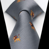 Lion Tie Handkerchief Set - GREY 