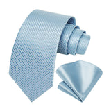 Plaid Tie Handkerchief Set - 05-BABY BLUE 