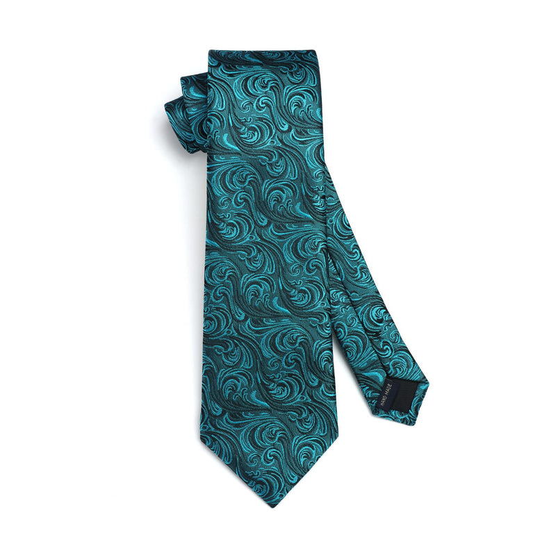 Paisley Tie Handkerchief Set - TURQUOISE 