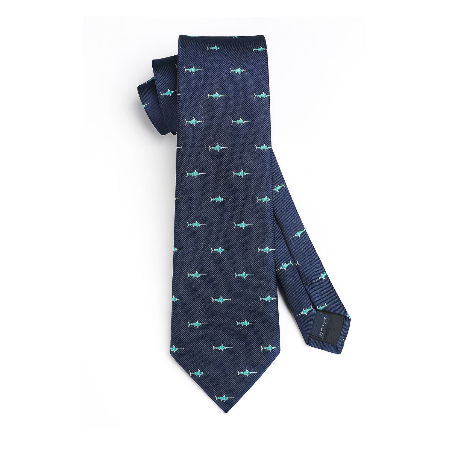 Swordfish Tie Handkerchief Set - NAVY BLUE