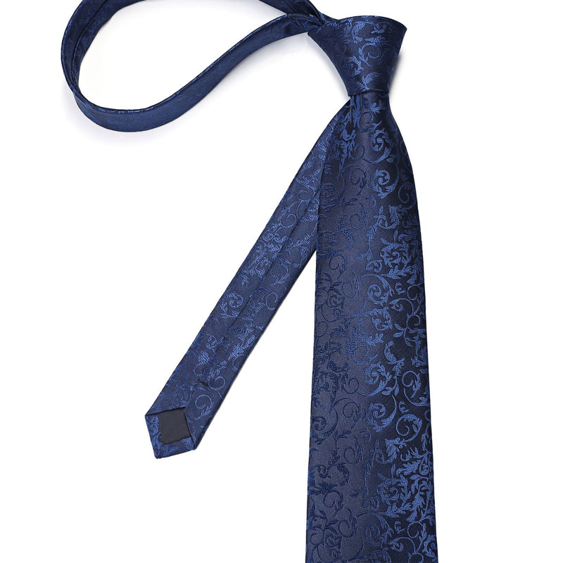 Paisley Tie Handkerchief Cufflinks Clip - C5-NAVY BLUE 