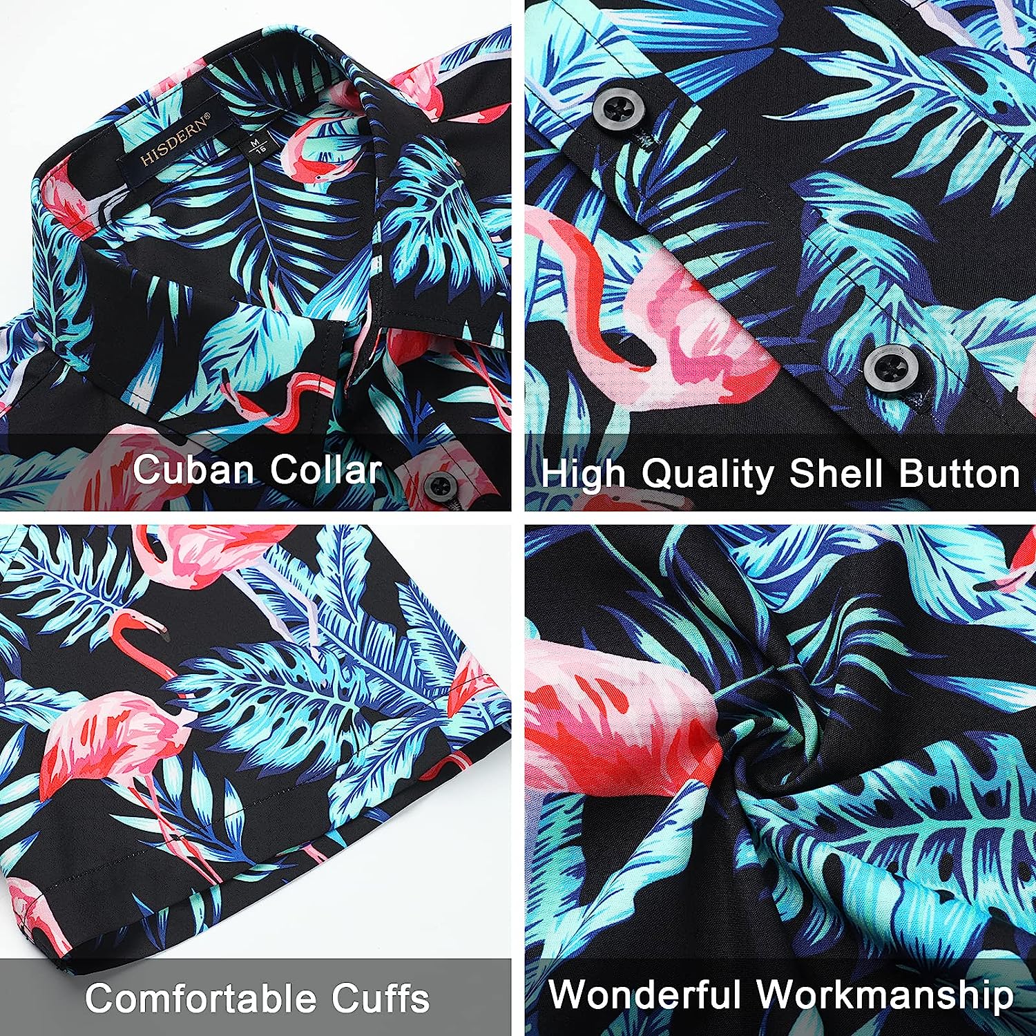 Hawaiian Tropical Shirts with Pocket - Z2-BLACK GREEN