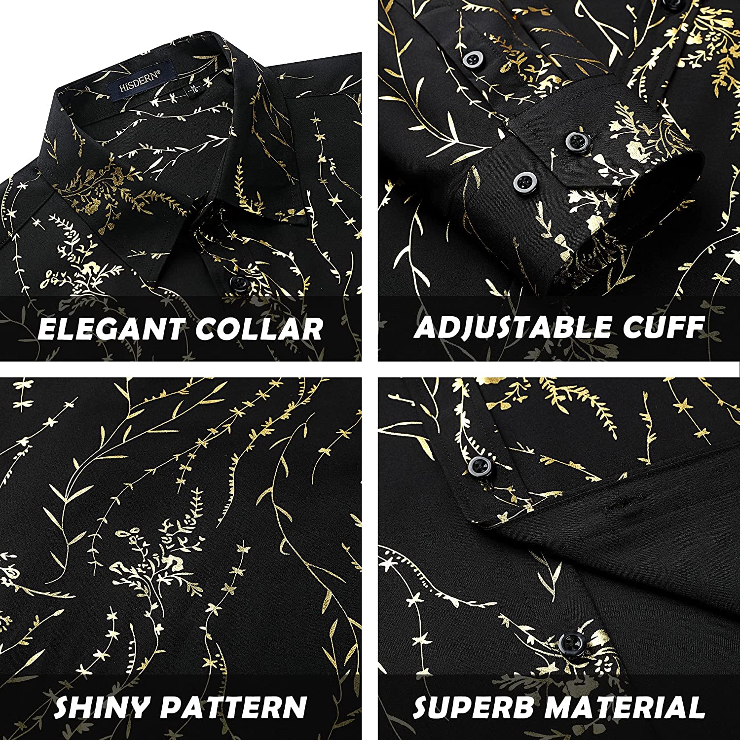 Shiny Luxury Dress Shirt - TJ-BLACK