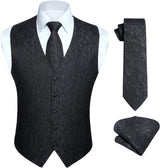 Paisley 3pc Suit Vest Set - BLACK