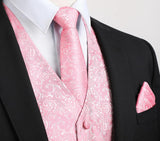 Paisley Floral 3pc Suit Vest Set - PINK/N1