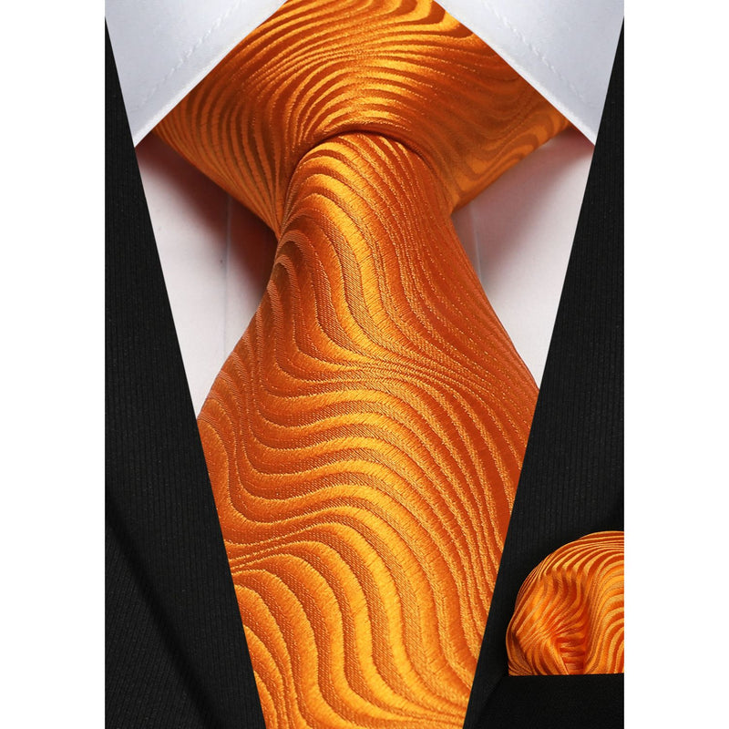 Houndstooth Tie Handkerchief Set - D-04 ORANGE 