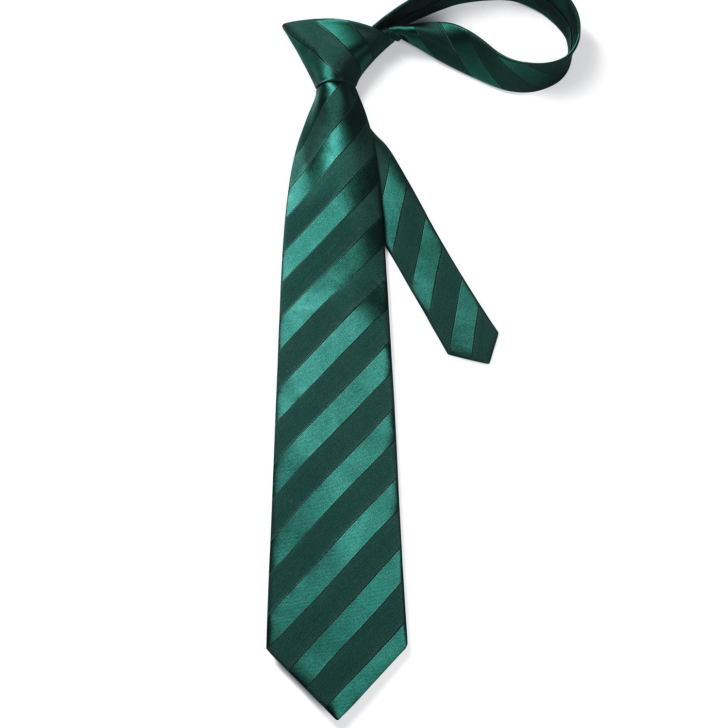 Stripe Tie Handkerchief Set - 02-GREEN