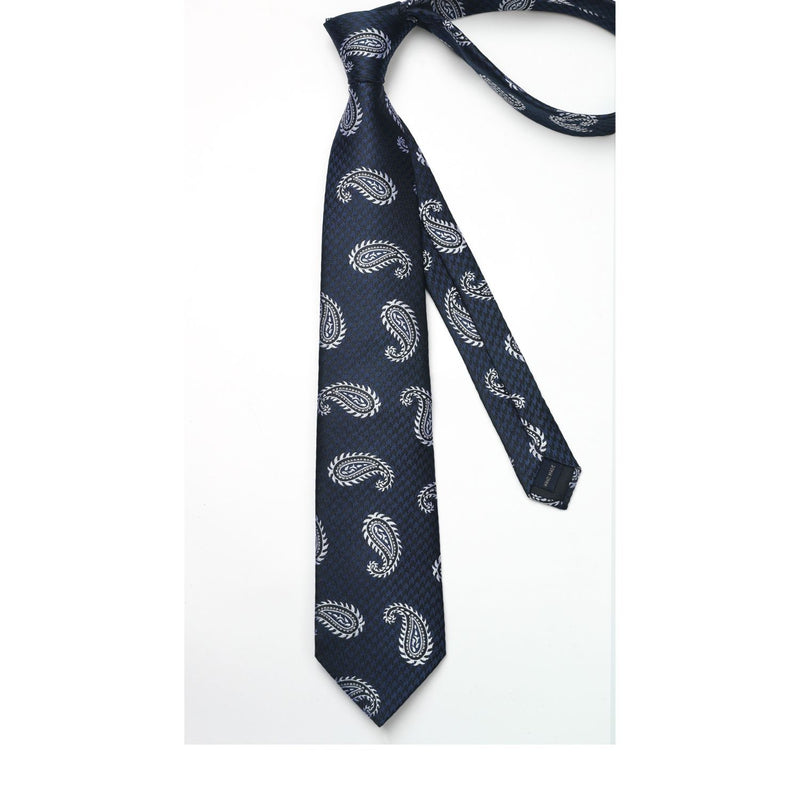 Paisley Tie Handkerchief Set - 26 NAVY BLUE 