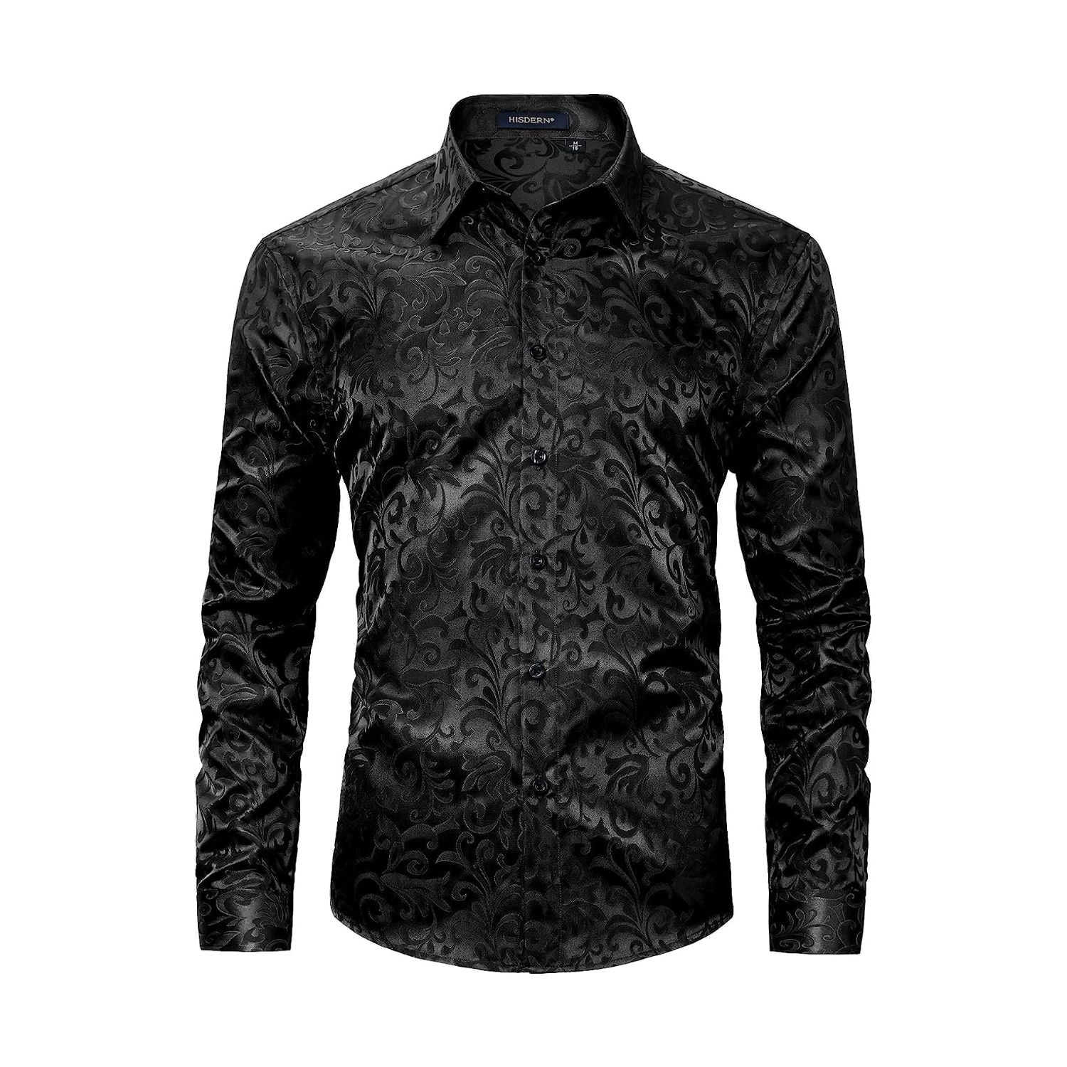 Shiny Satin Dress Shirt - BLACK2