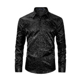 Shiny Satin Dress Shirt - BLACK2 