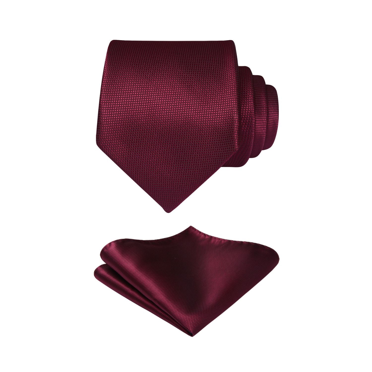 Plaid Tie Handkerchief Set - BURGUNDY