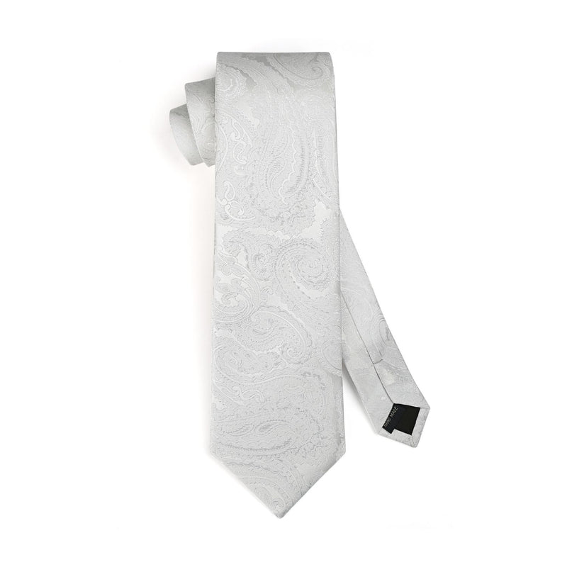 Paisley Tie Handkerchief Set - WHITE 