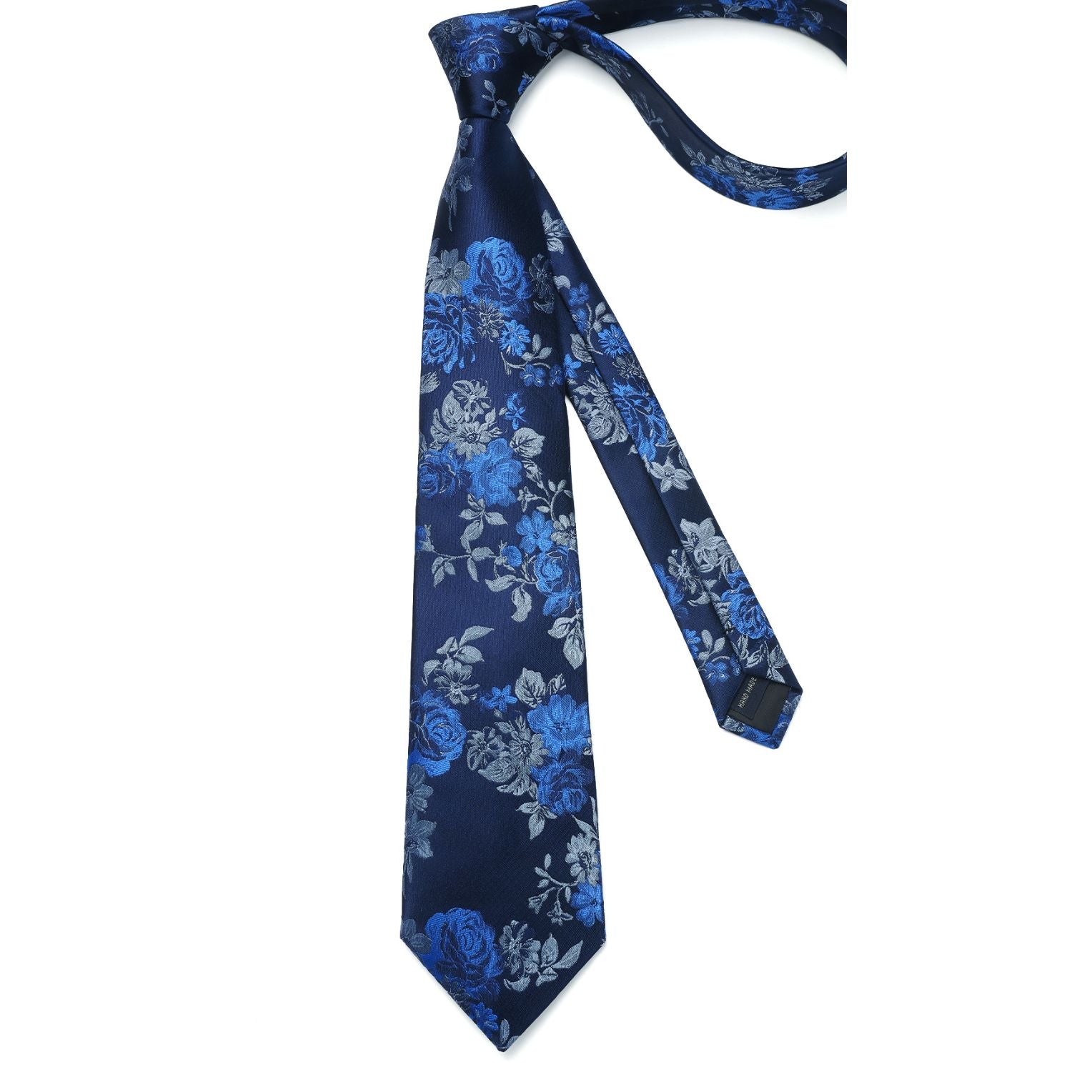 Floral Tie Handkerchief Set - BLUE