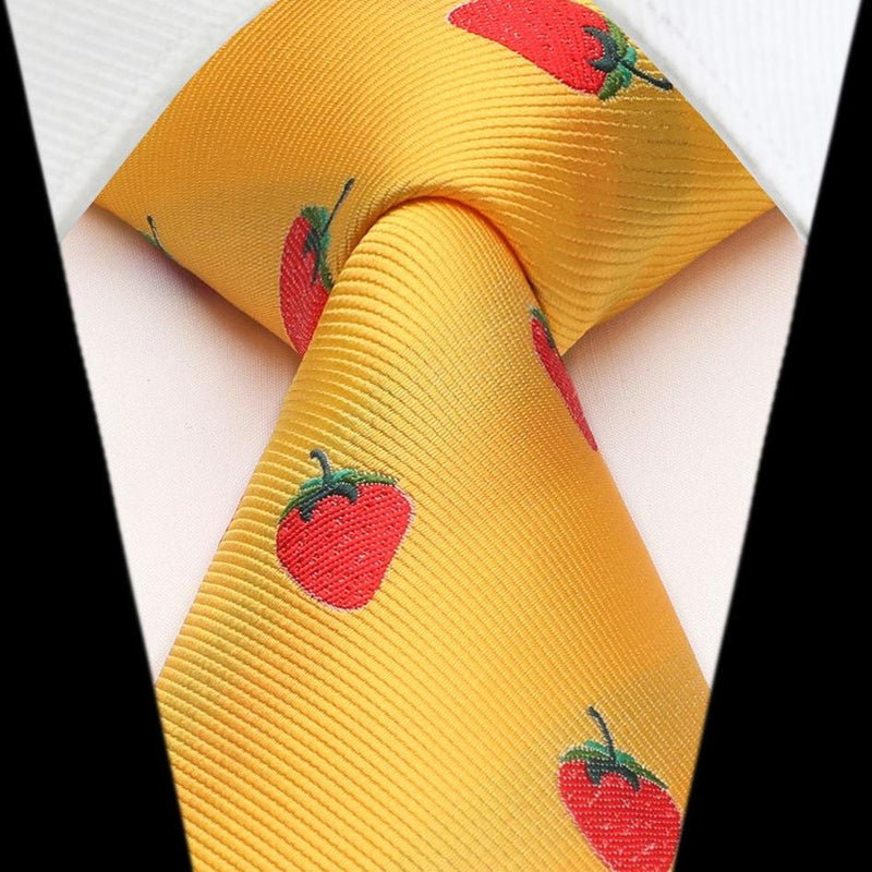 Strawberry Tie Handkerchief Set - YELLOW 