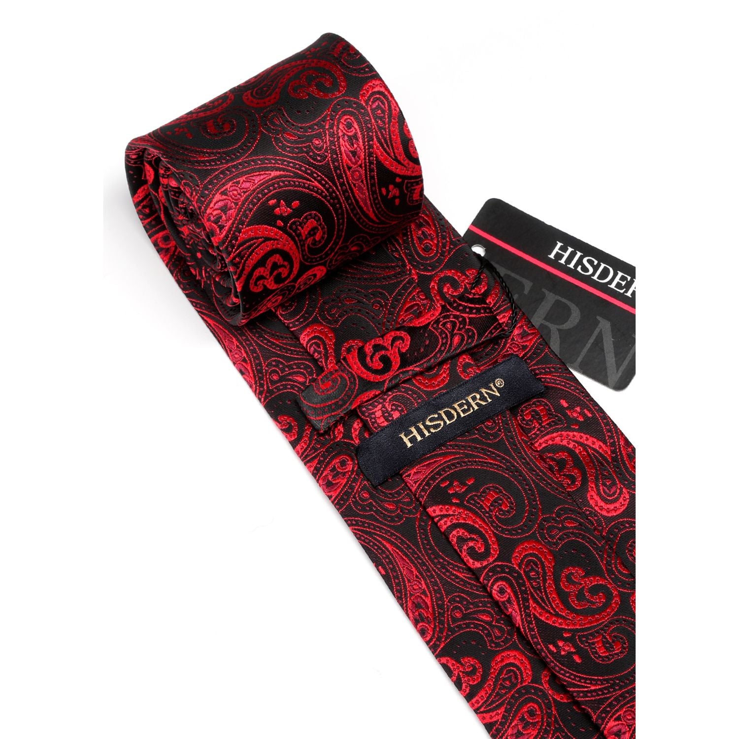 Paisley Tie Handkerchief Set - A5-BURGUNDY2