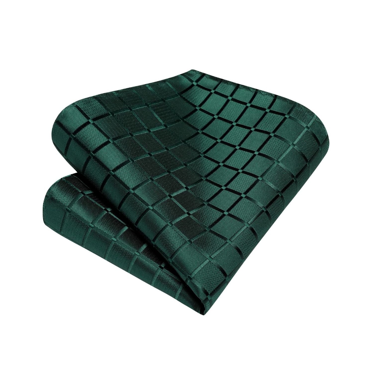 Plaid Tie Handkerchief Clip - A2-DARK GREEN