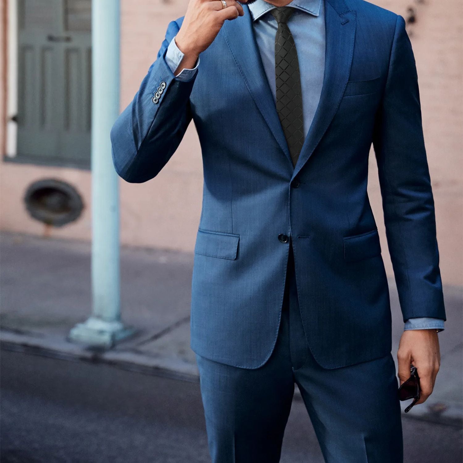 Plaid 2.17'' Skinny Formal Tie - A- BLACK