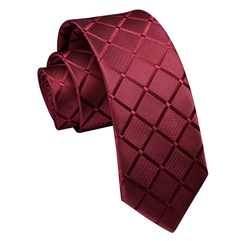 Plaid 2.17'' Skinny Formal Tie - A- RED