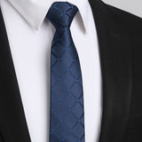 Plaid 2.17'' Skinny Formal Tie - A- NAVY BLUE