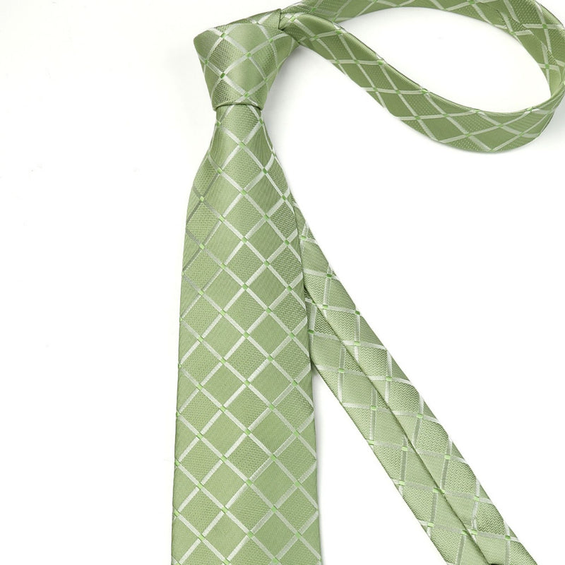 Plaid Tie Handkerchief Clip - SAGE GREEN PLAID-8