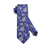 Floral Tie Handkerchief Cufflinks - NAVY BLUE/GOLD