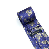 Floral Tie Handkerchief Cufflinks - NAVY BLUE/GOLD