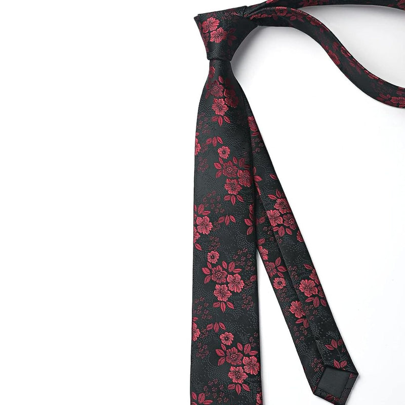 Floral 2.17'' Skinny Formal Tie - C- RED