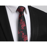 Floral 2.17'' Skinny Formal Tie - C- RED