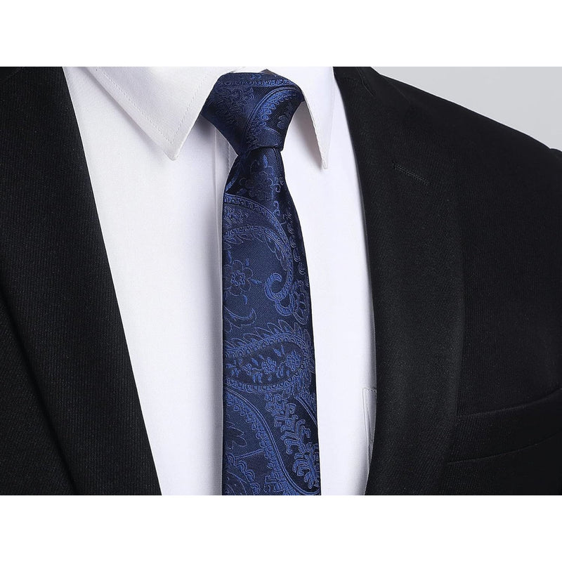 Paisley 2.17'' Skinny Formal Tie - B- NAVY BLUE