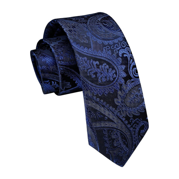 Paisley 2.17'' Skinny Formal Tie - B- NAVY BLUE