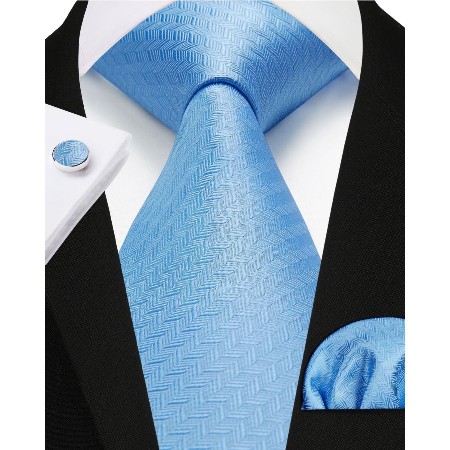 Houndstooth Tie Handkerchief Cufflinks - C- BLUE