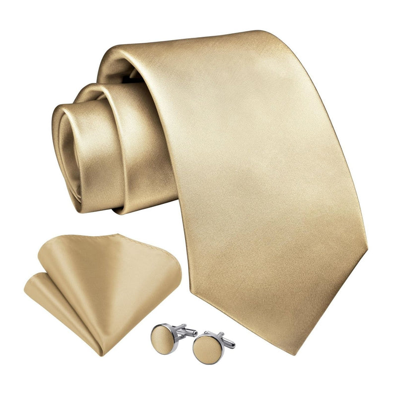 Solid Tie Handkerchief Cufflinks -  A2-CHAMPAGNE