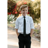 Boy's Solid Pre-Tie Necktie - A-BLACK-2