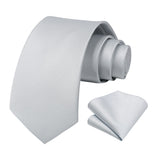 Solid Tie Handkerchief Set - P-SILVER