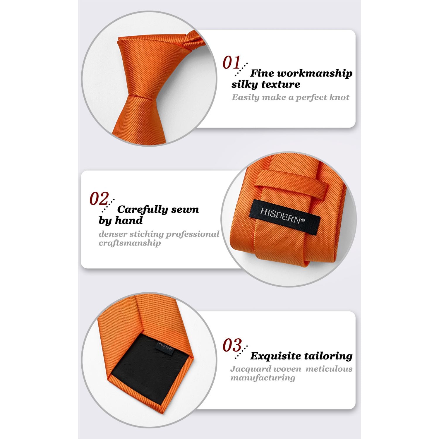 Solid Tie Handkerchief Set - O-ORANGE