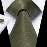 Stripe Tie Handkerchief Cufflinks - EMERALD GREEN